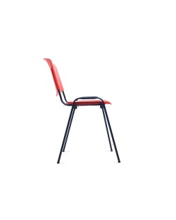 Silla rocada confidente estructura metalica respaldo y asiento en polimero color rojo