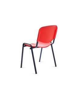 Silla rocada confidente estructura metalica respaldo y asiento en polimero color rojo