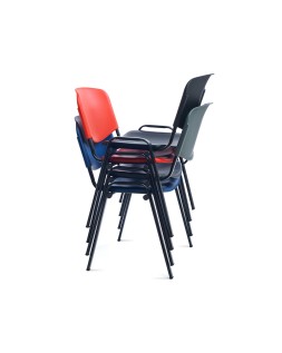 Silla rocada confidente estructura metalica respaldo y asiento en polimero color rojo
