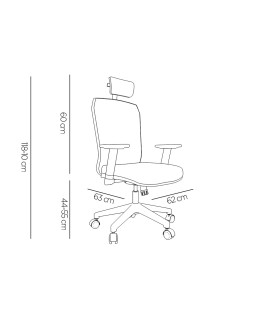 Silla giratoria q-connect ergonomica respaldo alto y reposacabeza ajustable en altura 1180+100x630x625 mm