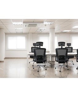 Silla giratoria q-connect ergonomica respaldo alto y reposacabeza ajustable en altura 1180+100x630x625 mm