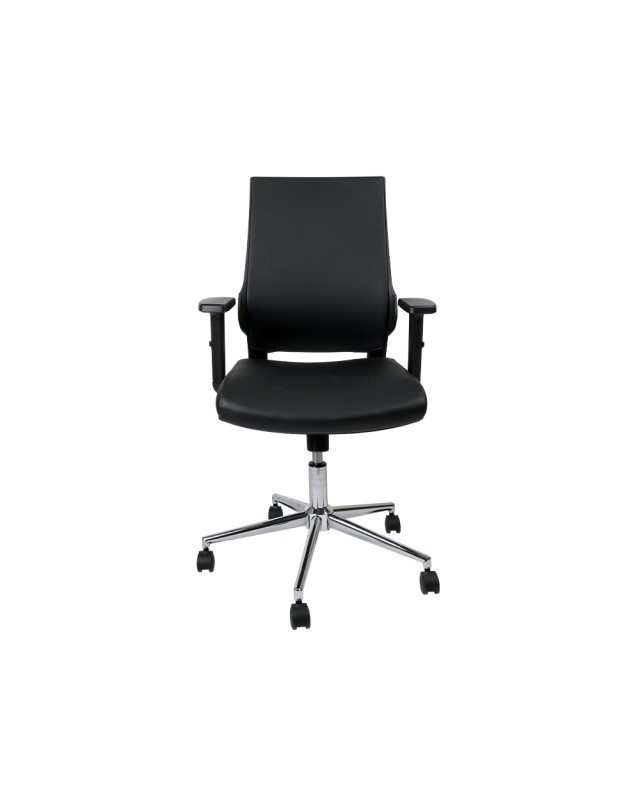 Silla giratoria q-connect respaldo medio de similpiel regulable en altura 980+100x630x625 mm color negro