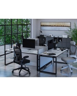 Silla q-connect ergonomica pal ermo malla base nylon alt max 1300 anc 610 prof 600 ruedas premium color blanco gris