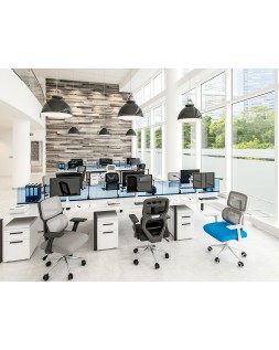 Silla q-connect oficina lucca malla base metalica alt max 1090 anc 700 prof 650 ruedas premium color blanco gris azul