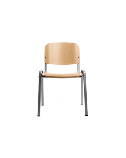 Silla rocada confidente estructura metalica asiento y respaldo madera natural 570x410x810 mm