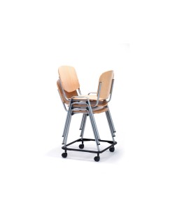 Silla rocada confidente estructura metalica asiento y respaldo madera natural 570x410x810 mm