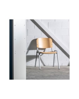 Silla rocada confidente estructura metalica asiento y respaldo madera natural 570x410x810 mm
