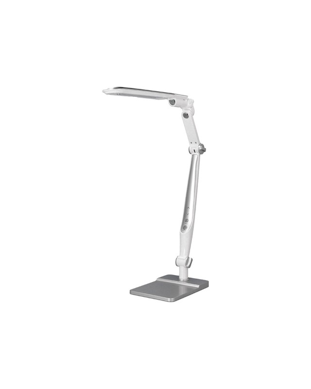 Lampara de escritorio q-connect led 9w 550 lm tactil 3 niveles color brazo y base oscilantes plateado