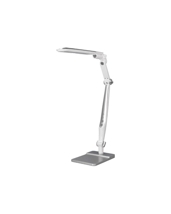 Lampara de escritorio q-connect led 9w 550 lm tactil 3 niveles color brazo y base oscilantes plateado