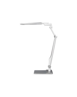 Lampara de escritorio q-connect led 9w 550 lm tactil 3 niveles color brazo y base oscilantes plateado