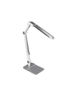 Lampara de escritorio q-connect led 9w 550 lm tactil 3 niveles color brazo y base oscilantes plateado
