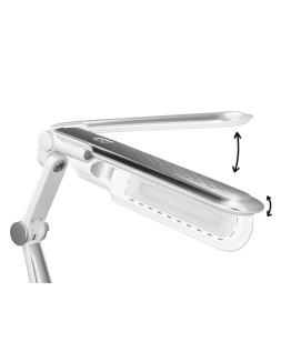 Lampara de escritorio q-connect led 9w 550 lm tactil 3 niveles color brazo y base oscilantes plateado