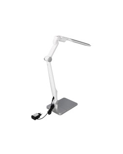 Lampara de escritorio q-connect led 9w 550 lm tactil 3 niveles color brazo y base oscilantes plateado