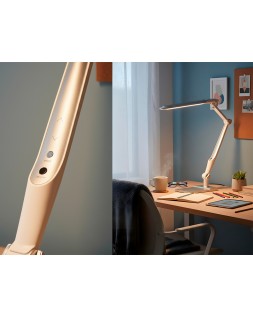 Lampara de escritorio q-connect led 9w 550 lm tactil 3 niveles color brazo y base oscilantes plateado
