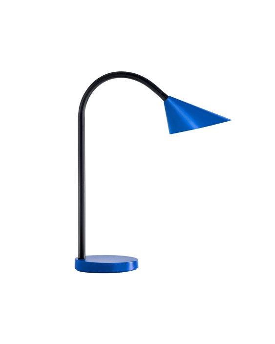 Lampara de escritorio unilux led 6w 625lm brazo flexible azul