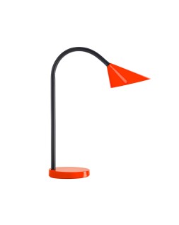 Lampara de escritorio unilux led 6w 625lm brazo flexible rojo