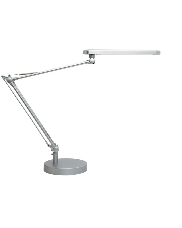 Lampara de escritorio unilux led 7w 665lm cabezal giro 360ºbrazo 3 articulaciones gris metalizado