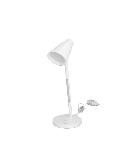 Lampara de escritorio q-connect led 6w 360 lm tactil 3 niveles color luz nocturna cabeza orientable blanco