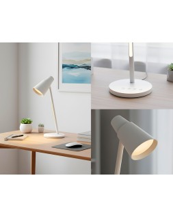 Lampara de escritorio q-connect led 6w 360 lm tactil 3 niveles color luz nocturna cabeza orientable blanco