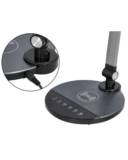 Lampara de escritorio q-connect led 9w 600 lm tactil 3 niveles color cabeza brazo orientable inalambrica negro