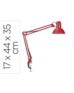 Lampara de escritorio maul metal 57w doble brazo cabezal orientable pinza roja