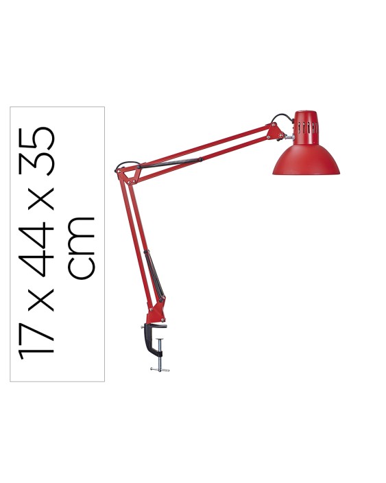 Lampara de escritorio maul metal 57w doble brazo cabezal orientable pinza roja