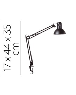 Lampara de escritorio maul metal 57w doble brazo cabezal orientable pinza negra