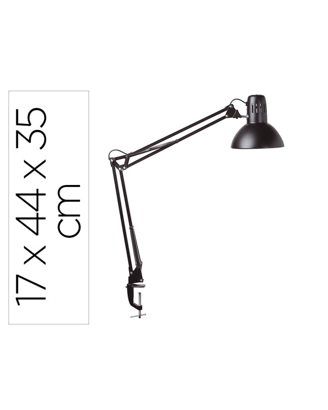Lampara de escritorio maul metal 57w doble brazo cabezal orientable pinza negra
