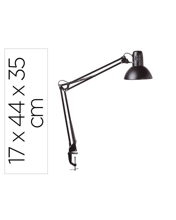 Lampara de escritorio maul metal 57w doble brazo cabezal orientable pinza negra