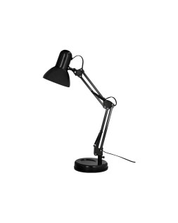 Lampara de escritorio q-connect polaris metalica con interruptor brazo doble tres articulaciones color negro