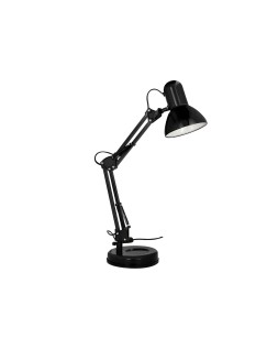 Lampara de escritorio q-connect polaris metalica con interruptor brazo doble tres articulaciones color negro