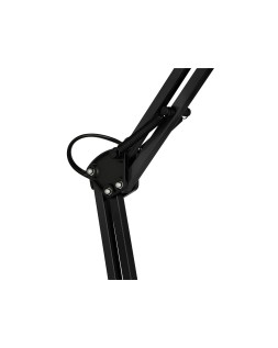 Lampara de escritorio q-connect polaris metalica con interruptor brazo doble tres articulaciones color negro