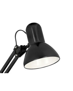 Lampara de escritorio q-connect polaris metalica con interruptor brazo doble tres articulaciones color negro