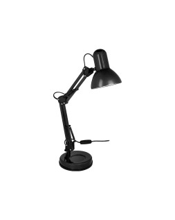 Lampara de escritorio q-connect polaris metalica con interruptor brazo doble tres articulaciones color negro
