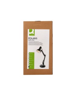Lampara de escritorio q-connect polaris metalica con interruptor brazo doble tres articulaciones color negro
