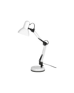 Lampara de escritorio q-connect polaris metalica con interruptor brazo doble tres articulaciones color blanco