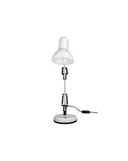 Lampara de escritorio q-connect polaris metalica con interruptor brazo doble tres articulaciones color blanco