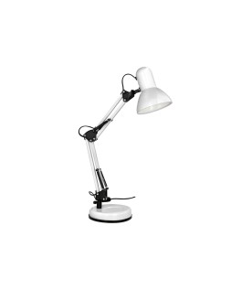 Lampara de escritorio q-connect polaris metalica con interruptor brazo doble tres articulaciones color blanco