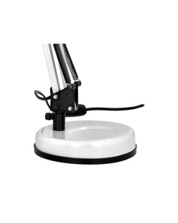 Lampara de escritorio q-connect polaris metalica con interruptor brazo doble tres articulaciones color blanco