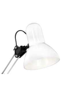 Lampara de escritorio q-connect polaris metalica con interruptor brazo doble tres articulaciones color blanco