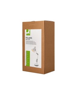 Lampara de escritorio q-connect polaris metalica con interruptor brazo doble tres articulaciones color blanco