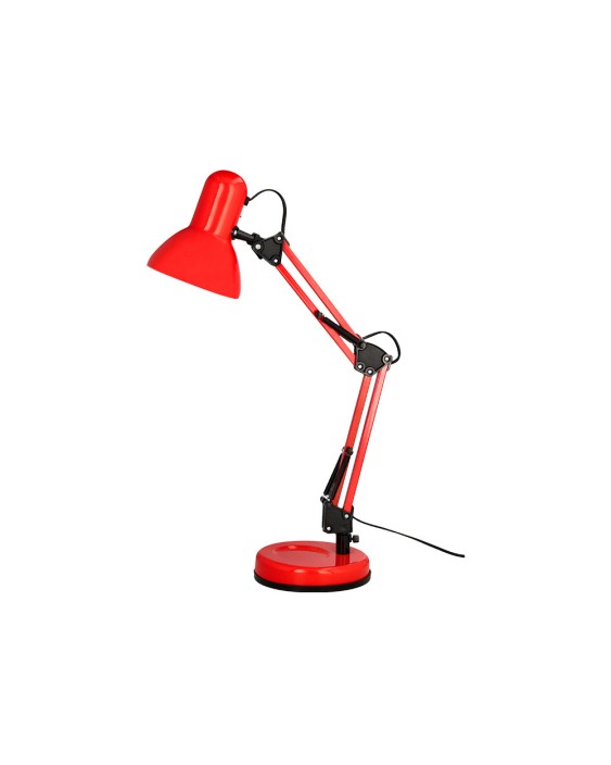 Lampara de escritorio q-connect polaris metalica con interruptor brazo doble tres articulaciones color rojo