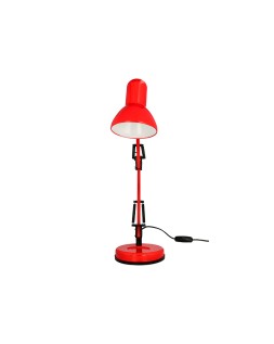 Lampara de escritorio q-connect polaris metalica con interruptor brazo doble tres articulaciones color rojo