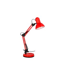 Lampara de escritorio q-connect polaris metalica con interruptor brazo doble tres articulaciones color rojo