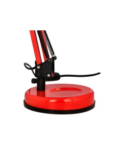 Lampara de escritorio q-connect polaris metalica con interruptor brazo doble tres articulaciones color rojo