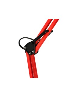 Lampara de escritorio q-connect polaris metalica con interruptor brazo doble tres articulaciones color rojo