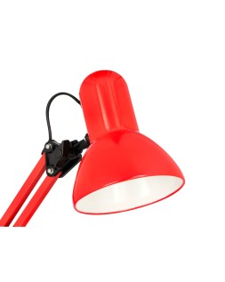 Lampara de escritorio q-connect polaris metalica con interruptor brazo doble tres articulaciones color rojo