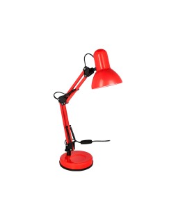 Lampara de escritorio q-connect polaris metalica con interruptor brazo doble tres articulaciones color rojo