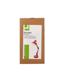 Lampara de escritorio q-connect polaris metalica con interruptor brazo doble tres articulaciones color rojo