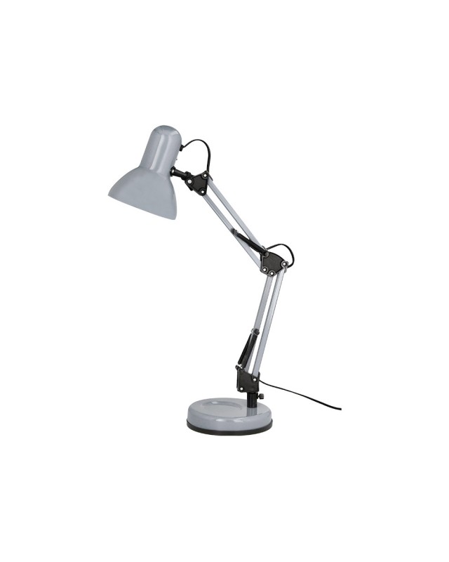 Lampara de escritorio q-connect polaris metalica con interruptor brazo doble tres articulaciones color plata